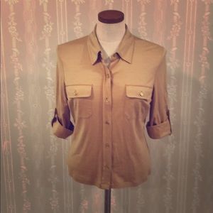 J McLaughlin tan shirt M
